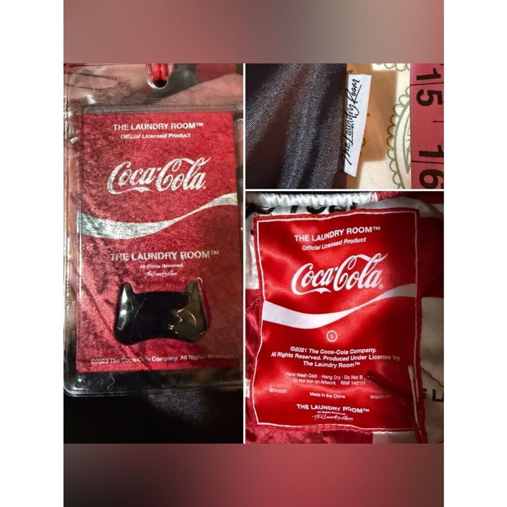 The Laundry Room Coca Cola Racing Satin Stadium Jacket Black w/ Bottle Opener L - Picture 11 of 11